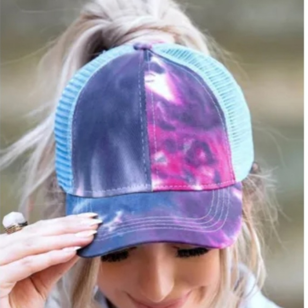 Tie dye ponytail ball cap